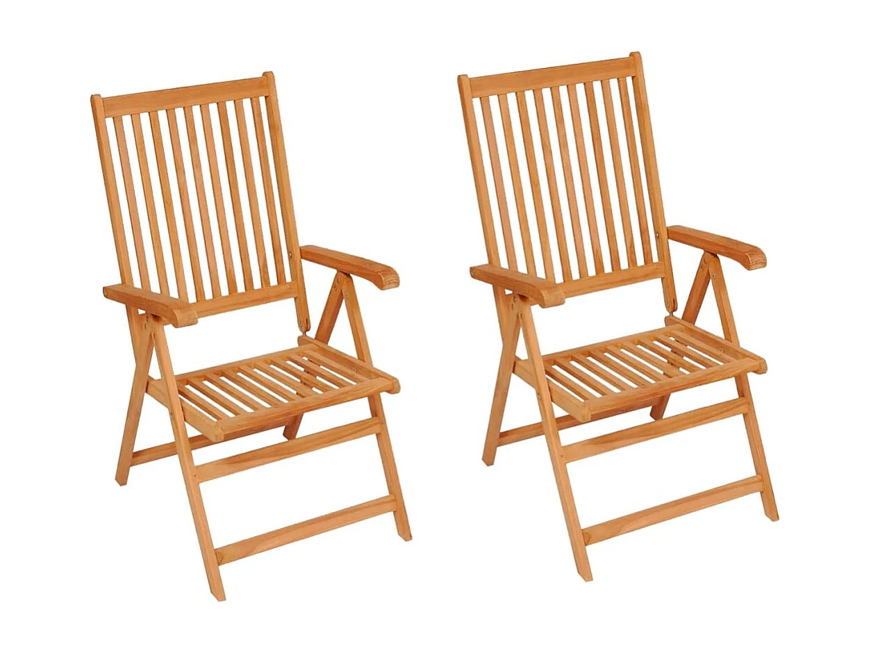 Chaises de jardin lot de 2 et coussins vert Bois de teck massif