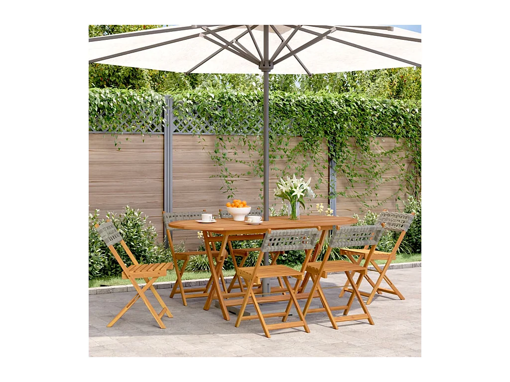 Chaises de jardin pliantes lot de 6 gris poly rotin bois massif