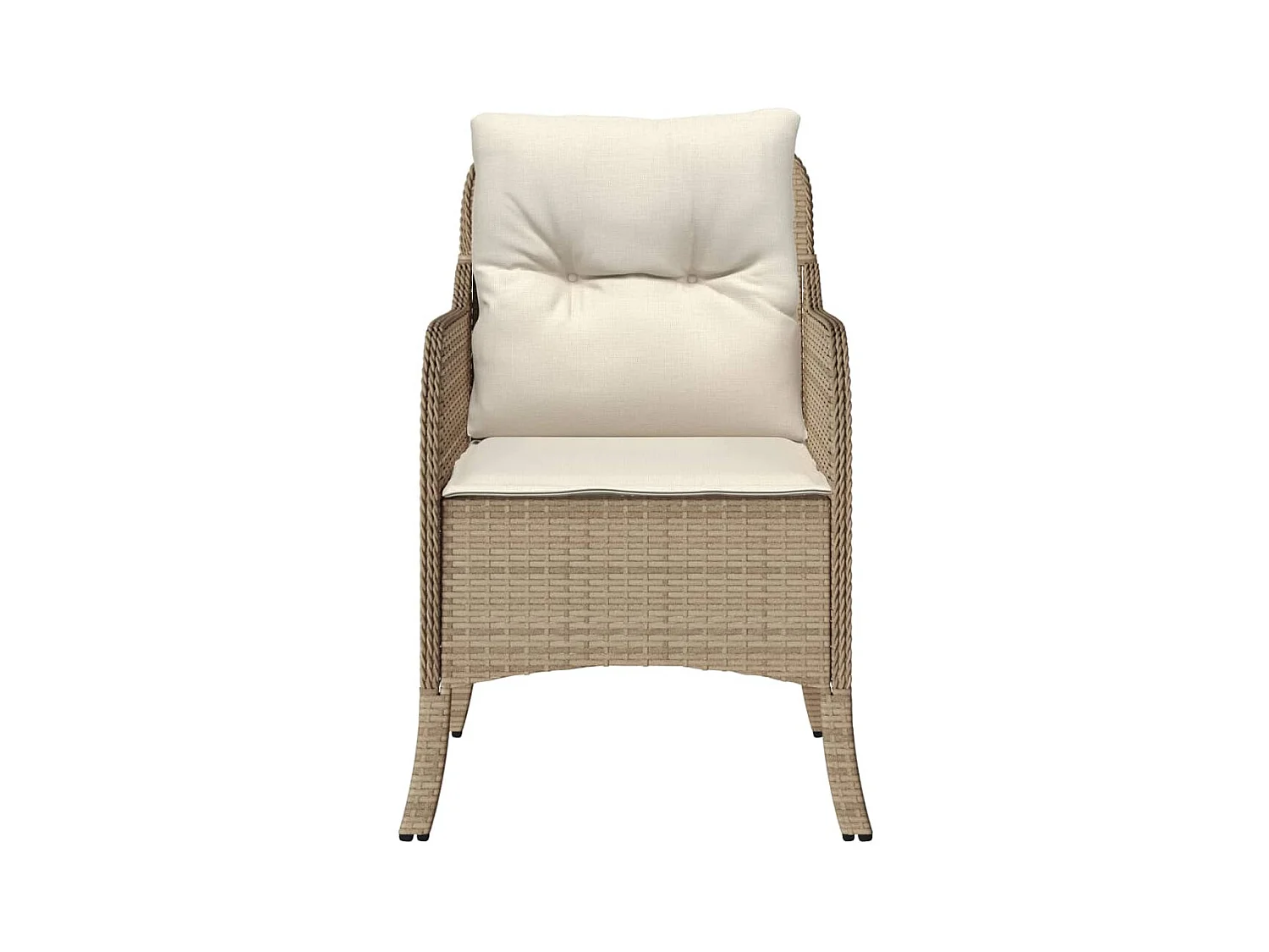 Sillas de jardín con cojines, juego de 2, beige, resina tejida