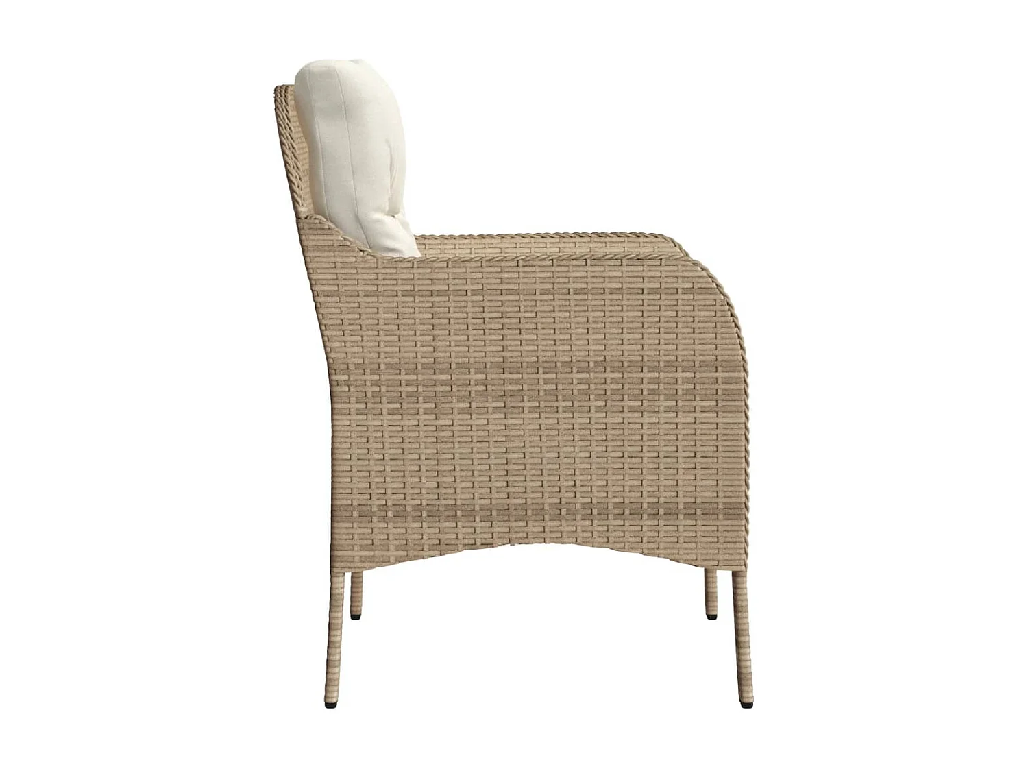 Sedie da giardino con cuscini, set da 2, beige, resina intrecciata