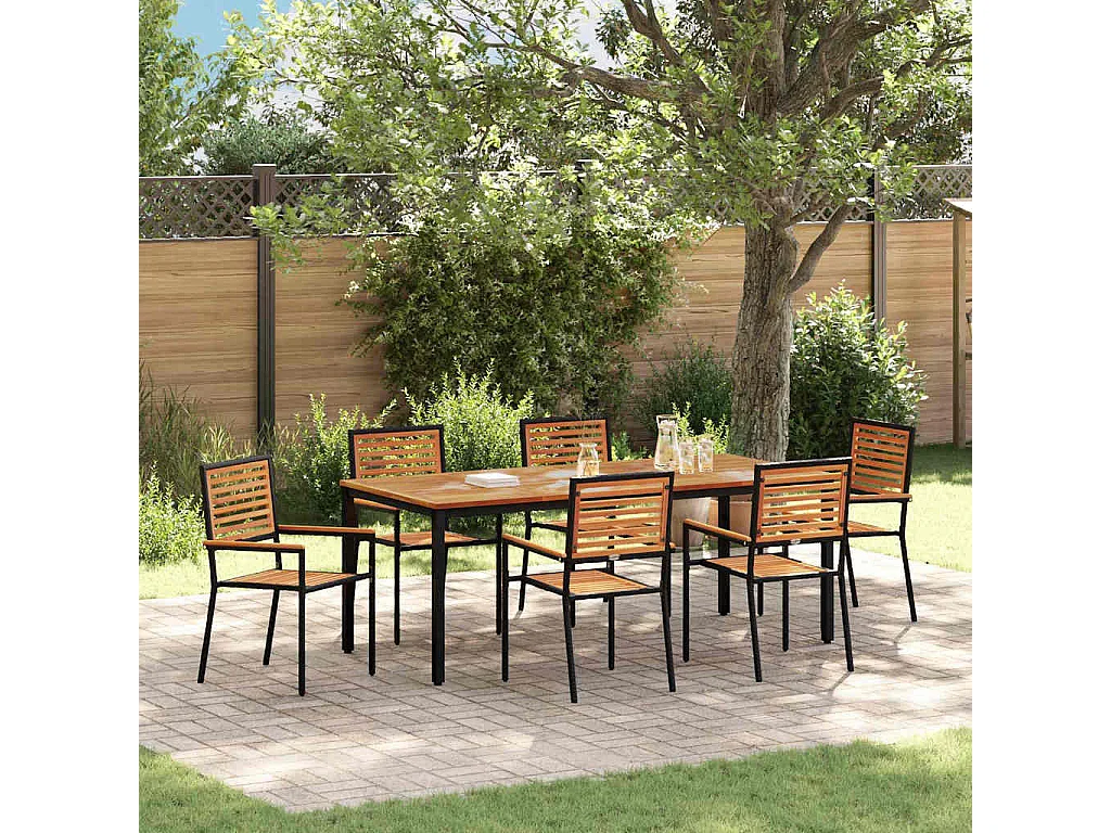 Ensemble de salle à manger pour jardin 7 pcs Noir