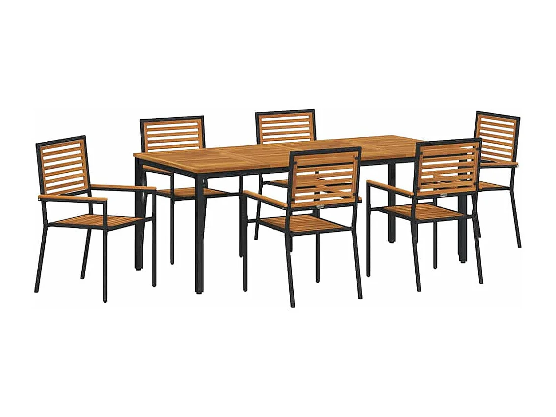 Ensemble de salle à manger pour jardin 7 pcs Noir