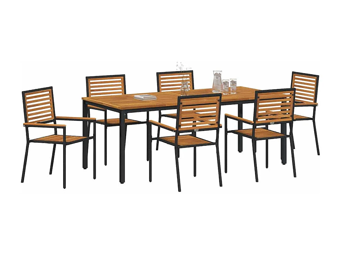 Ensemble de salle à manger pour jardin 7 pcs Noir