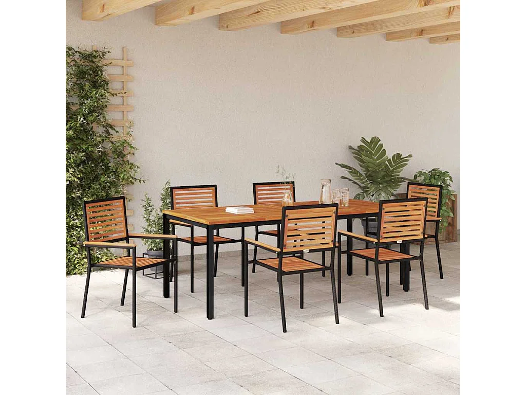 Ensemble de salle à manger pour jardin 7 pcs Noir