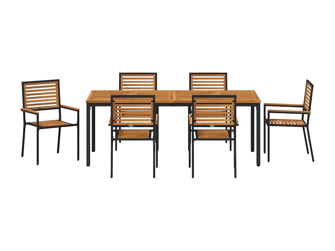 Ensemble de salle à manger pour jardin 7 pcs Noir