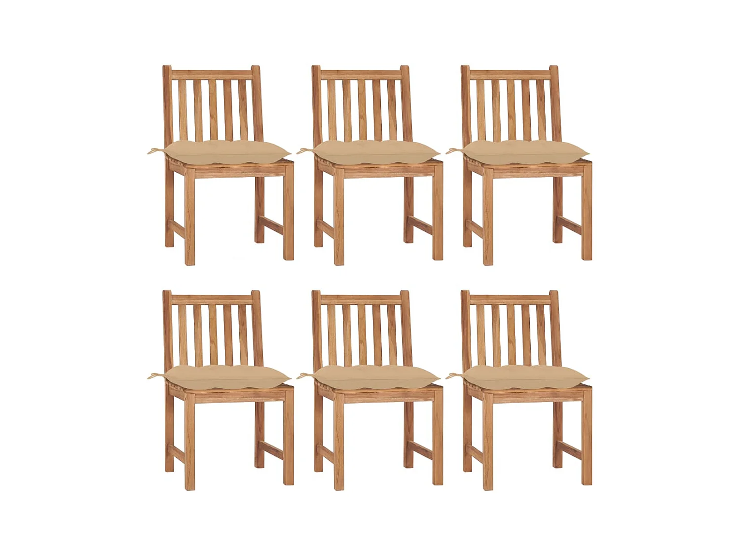 Juego de 6 sillas de jardín con cojines Madera maciza de teca