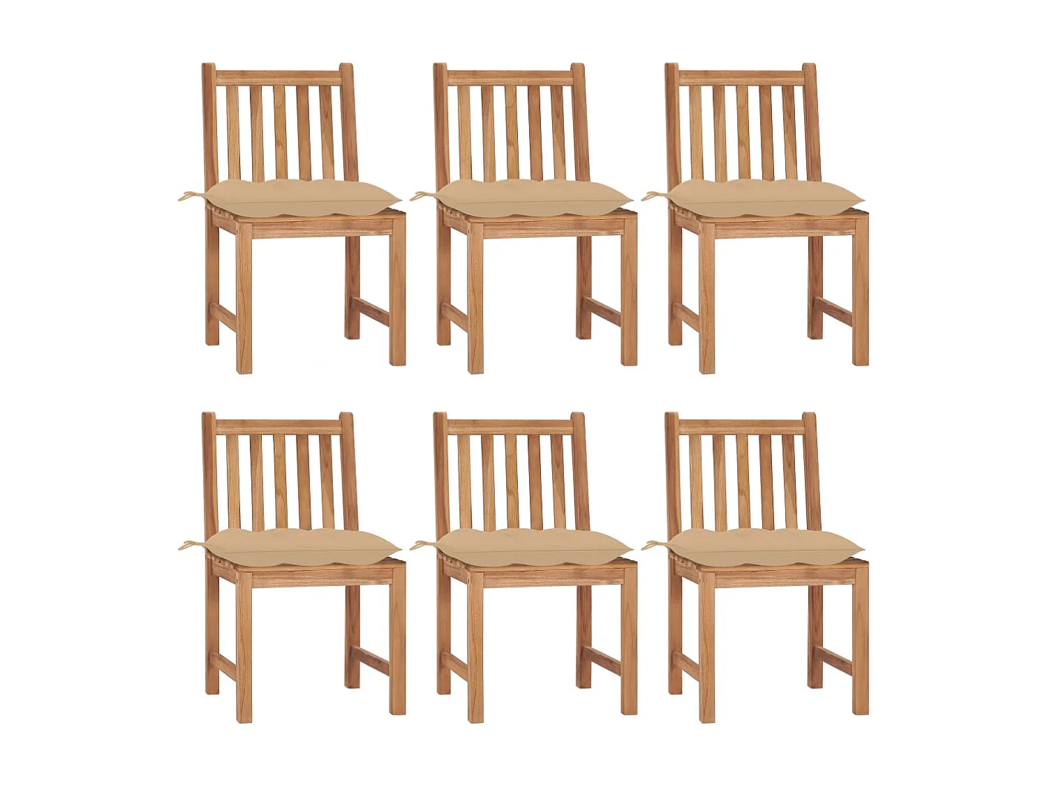 Set di 6 sedie da giardino con cuscini in legno massello di teak