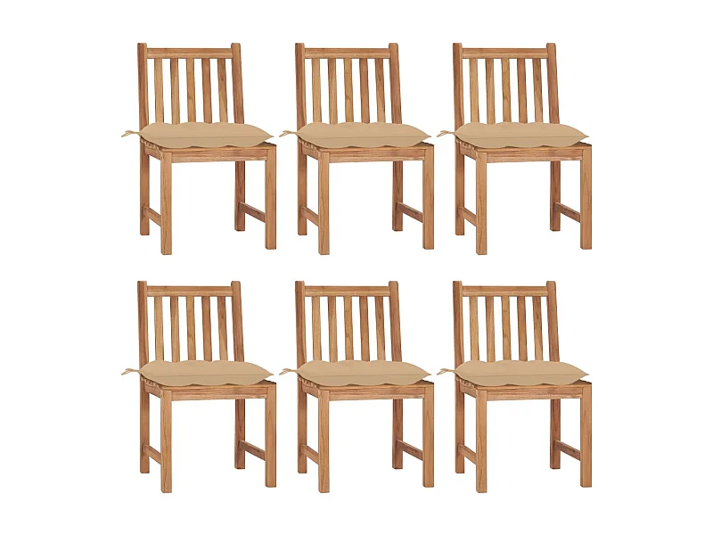 Set di 6 sedie da giardino con cuscini in legno massello di teak