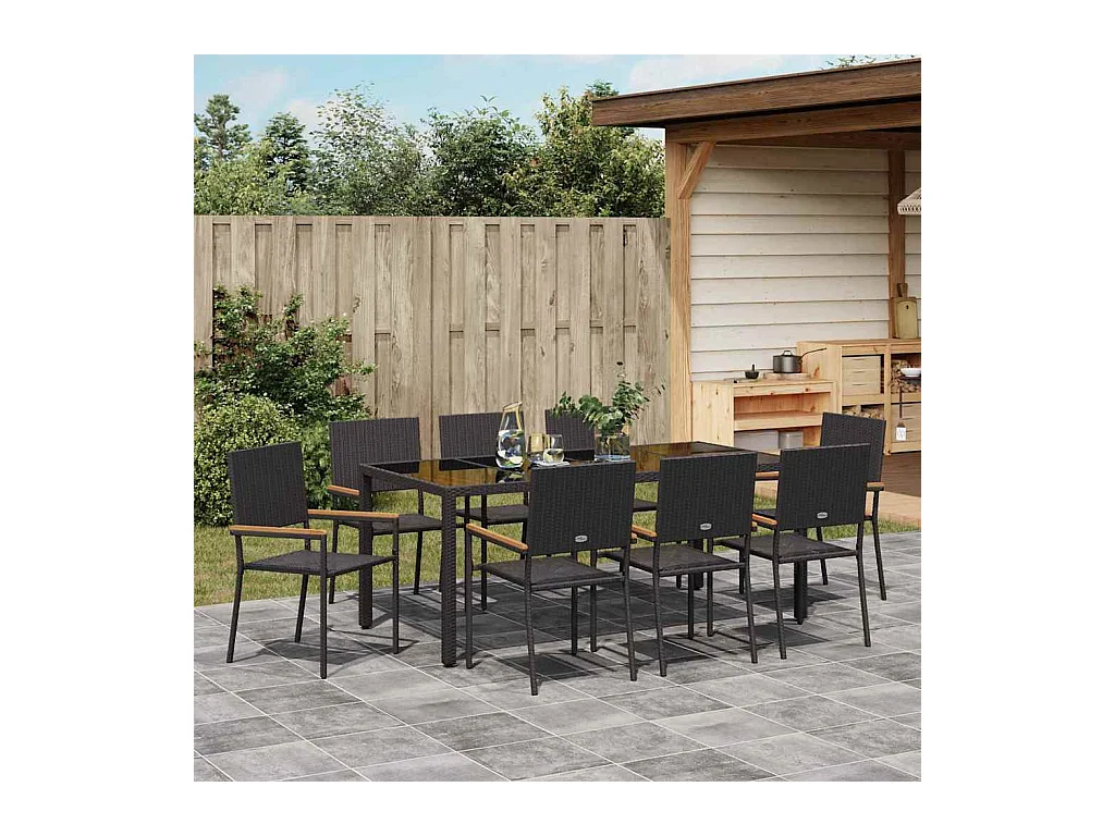 9-delige tuinset zwart