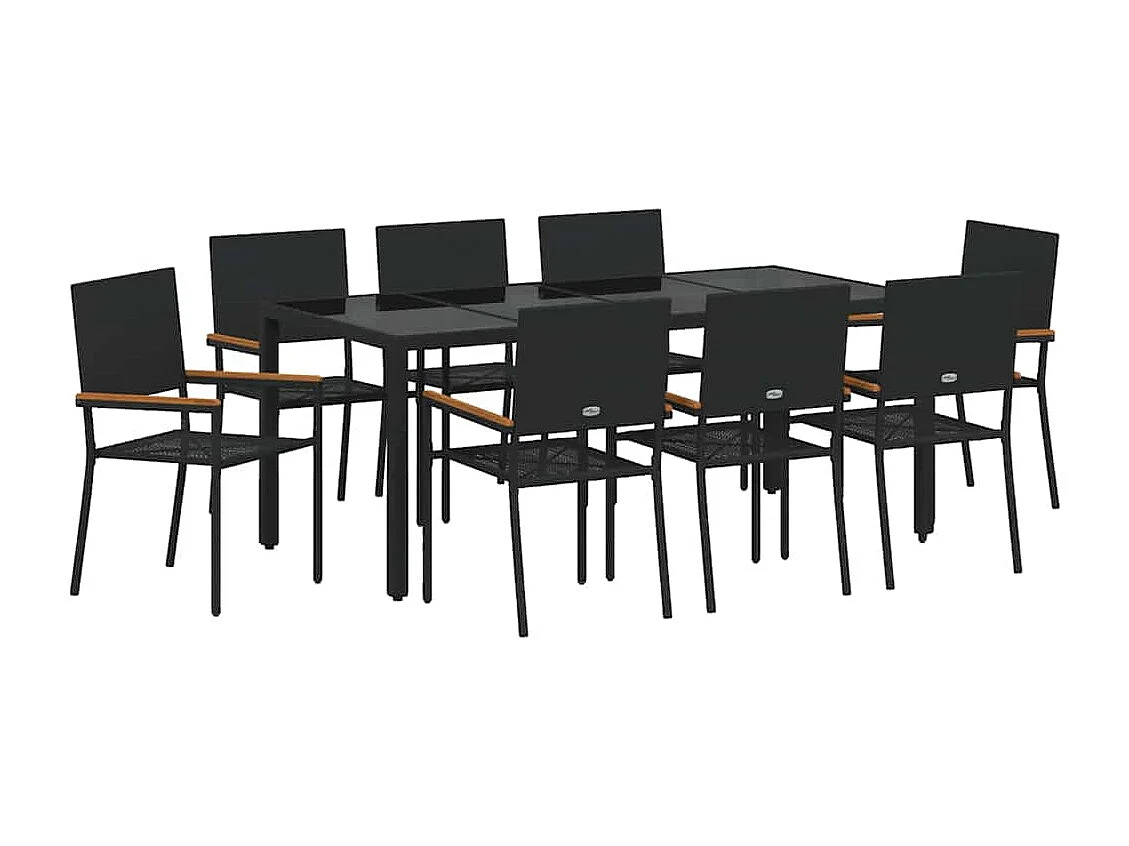 Ensemble de salle à manger pour jardin 9 pcs Noir