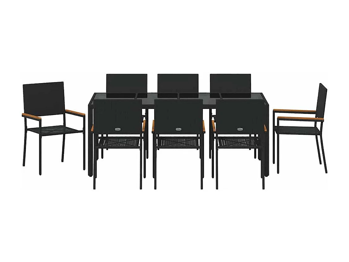 Ensemble de salle à manger pour jardin 9 pcs Noir
