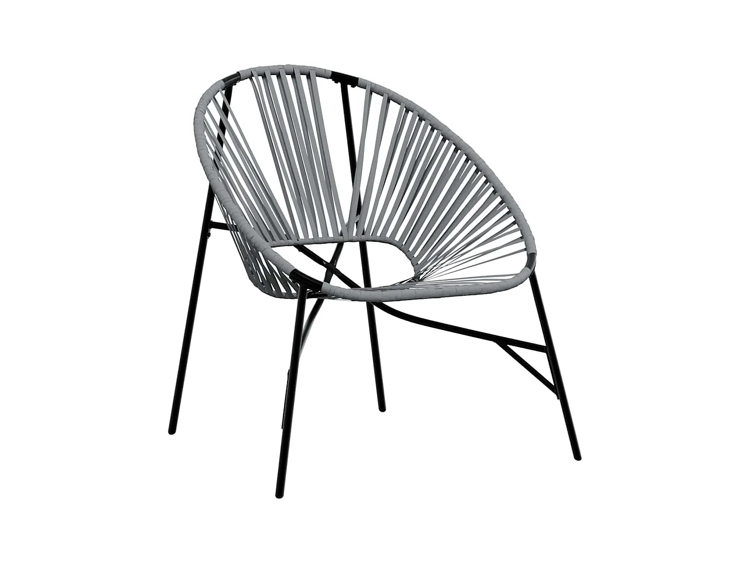 Conjunto de 3 sillas de jardín de resina tejida en color negro y gris claro