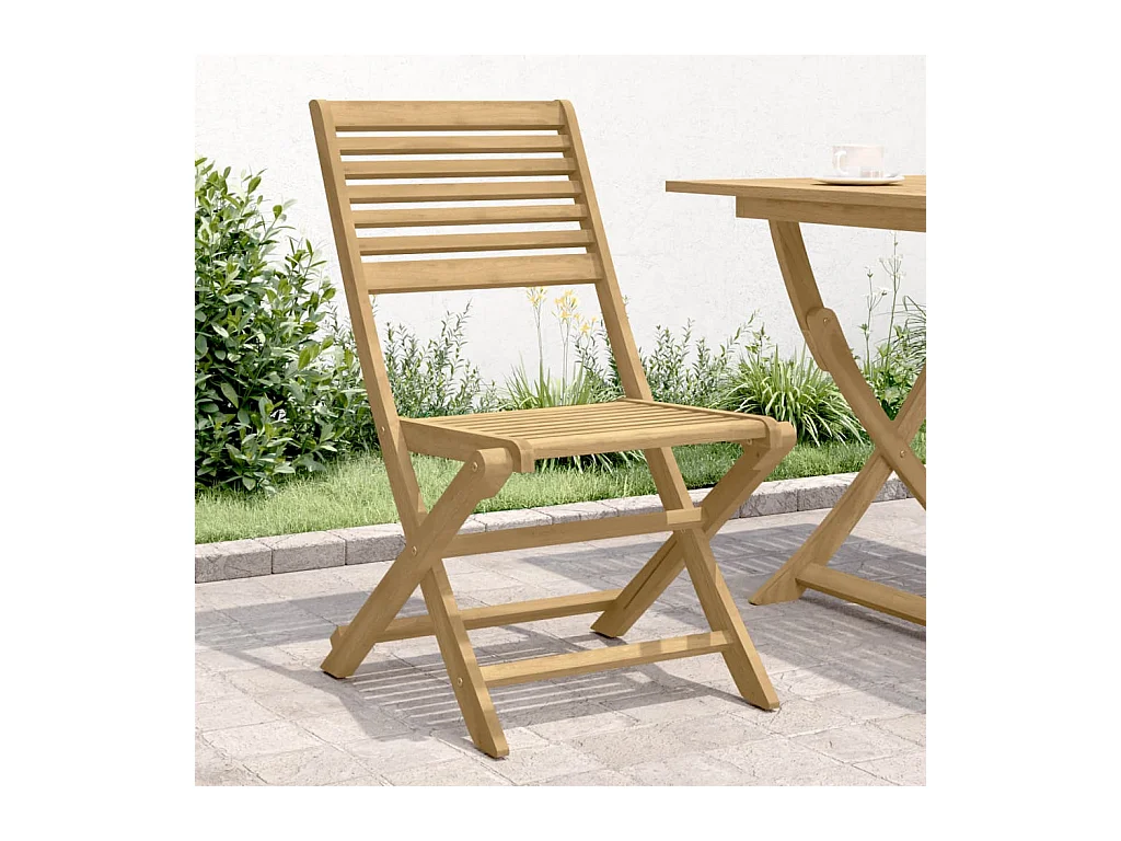 Set di 4 sedie da giardino pieghevoli, in legno massello di acacia