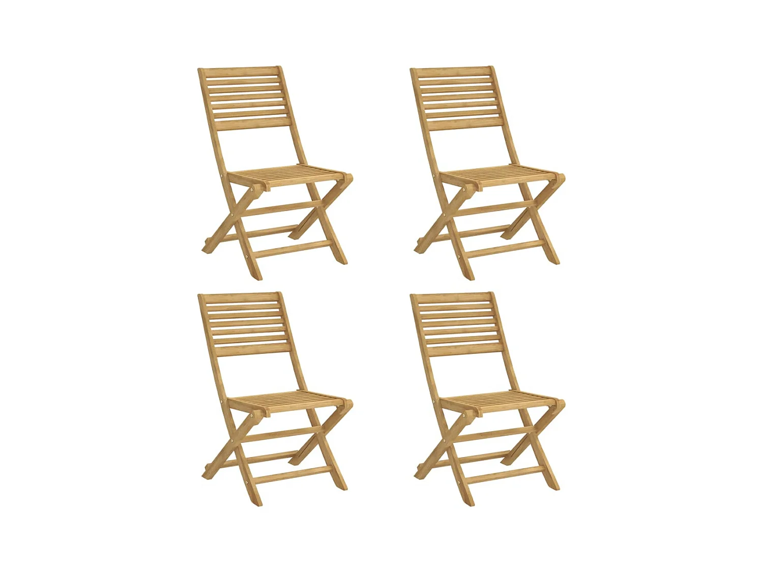 Set di 4 sedie da giardino pieghevoli, in legno massello di acacia