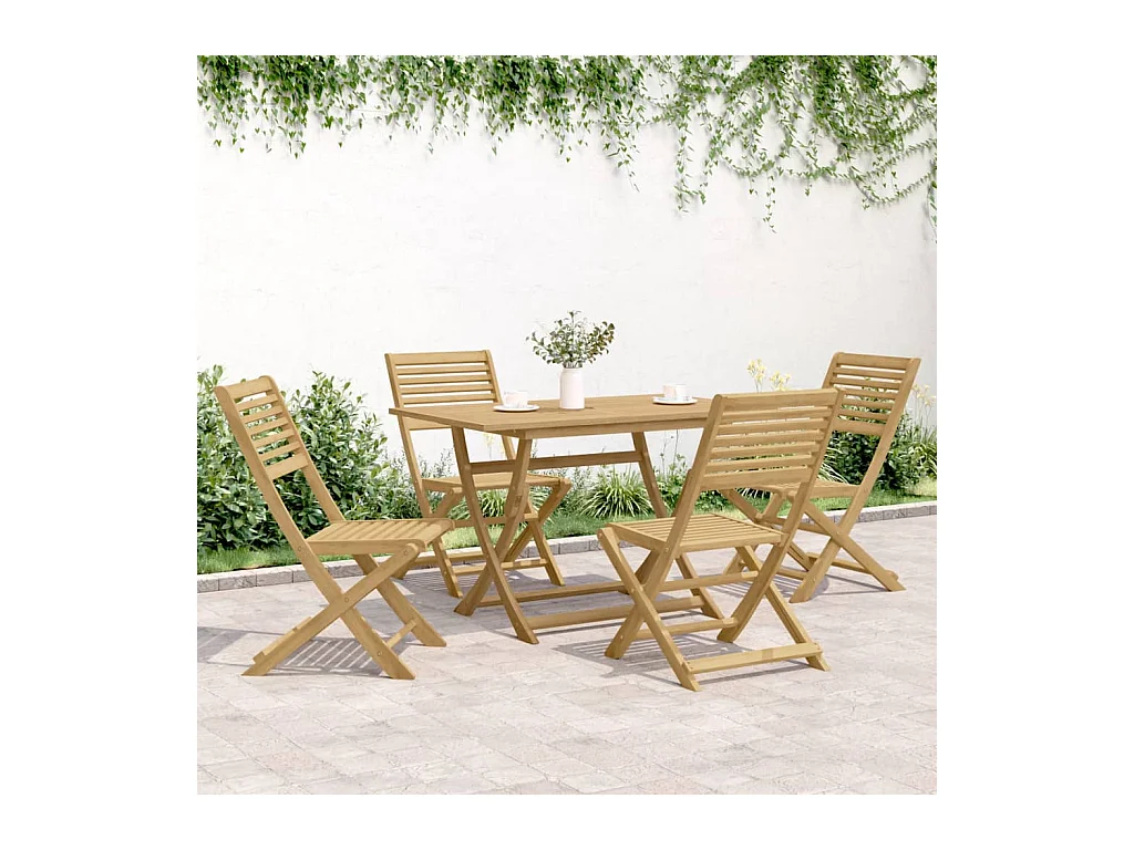 Set di 4 sedie da giardino pieghevoli, in legno massello di acacia