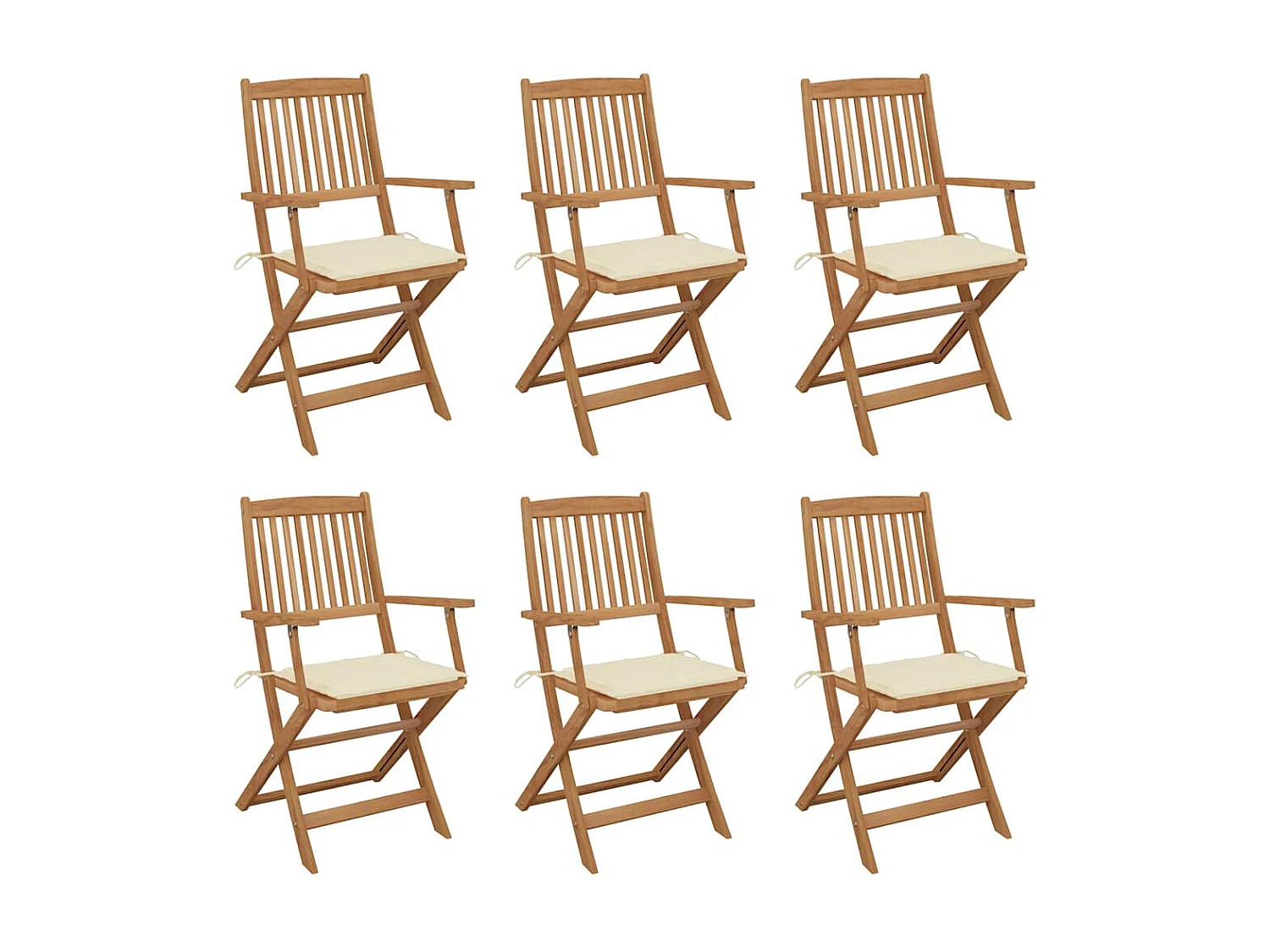 Chaises pliables de jardin lot de 6 avec coussins Bois d'acacia
