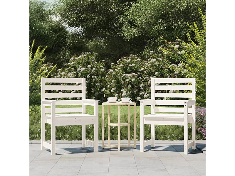 Chaises de jardin lot de 2 blanc 60x48x91 cm bois massif de pin