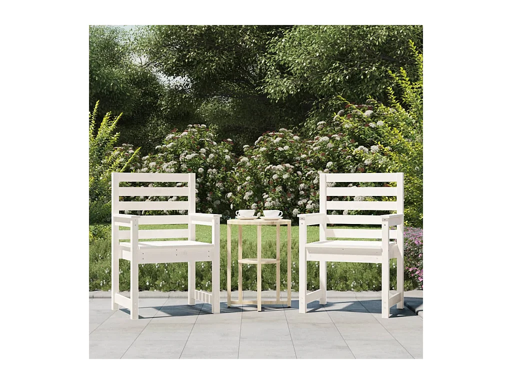Chaises de jardin lot de 2 blanc 60x48x91 cm bois massif de pin