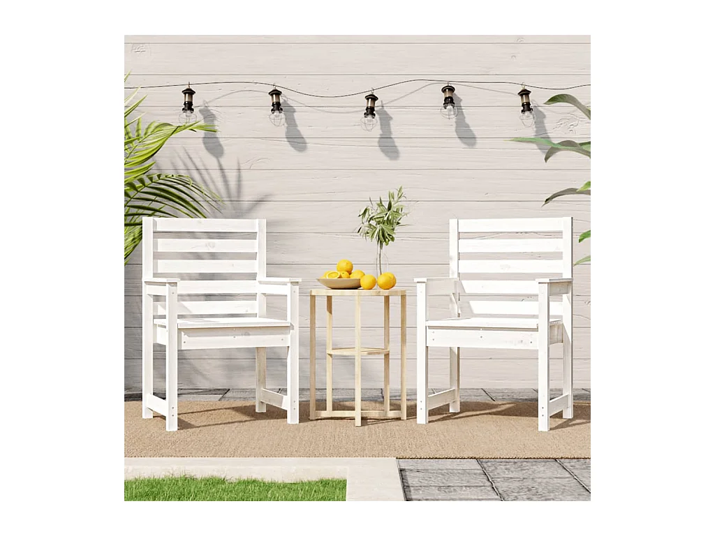 Chaises de jardin lot de 2 blanc 60x48x91 cm bois massif de pin