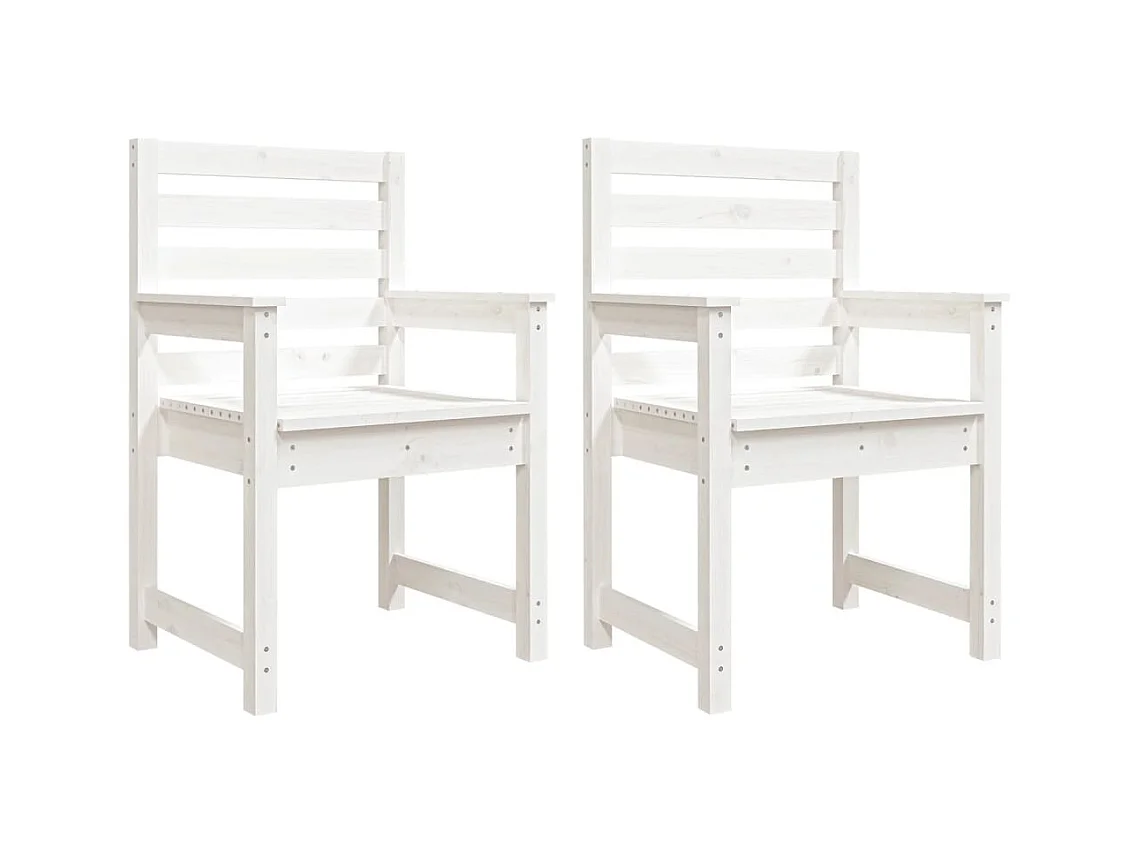 Tuinstoelen set van 2 wit 60x48x91 cm massief grenenhout