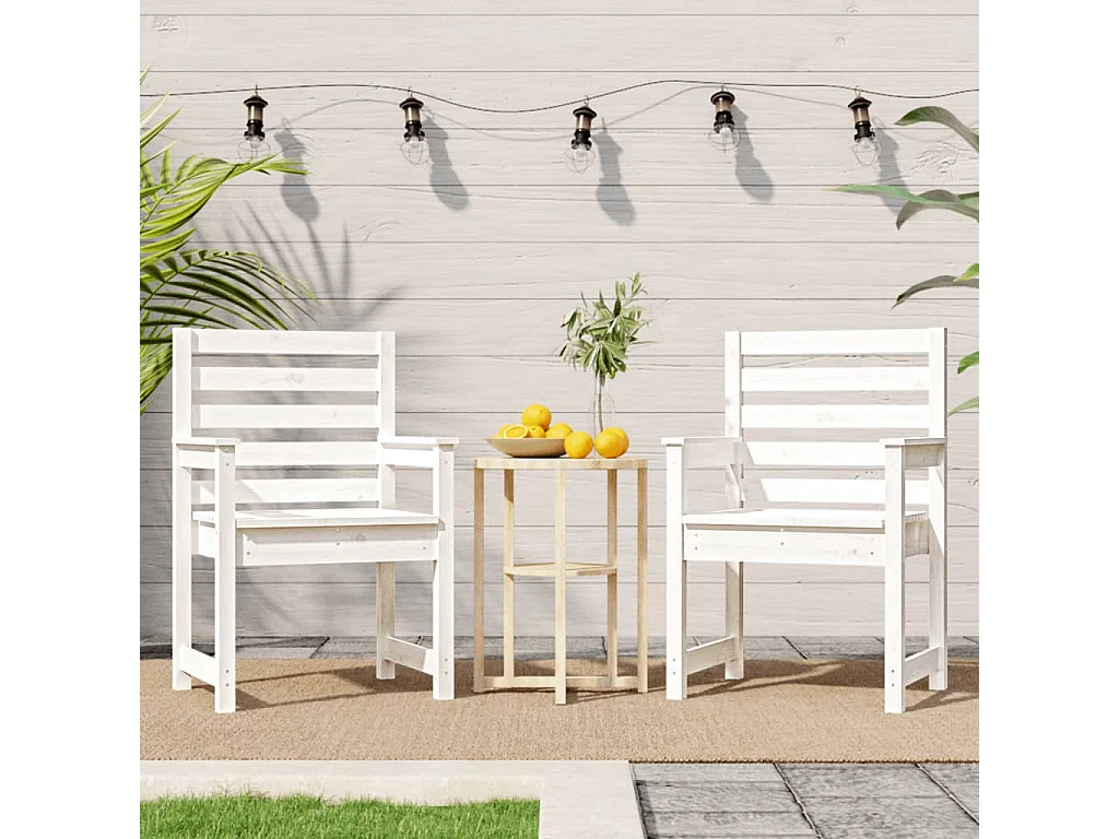 Chaises de jardin lot de 2 blanc 60x48x91 cm bois massif de pin