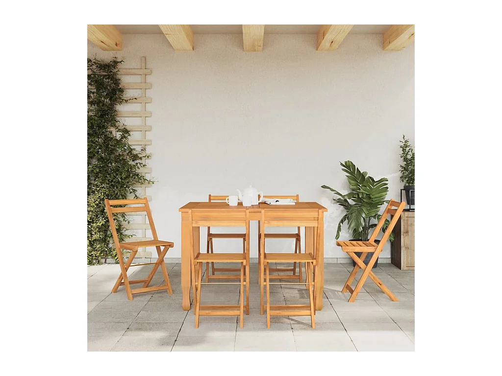 Set di 6 sedie pieghevoli da bistrot in legno massello di acacia