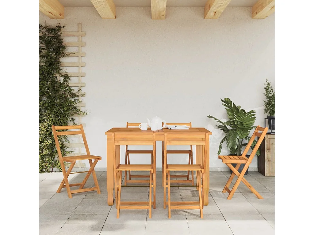 Juego de 6 sillas bistro plegables de madera maciza de acacia