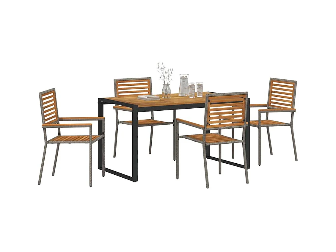 5-delige tuinset, grijs, hout