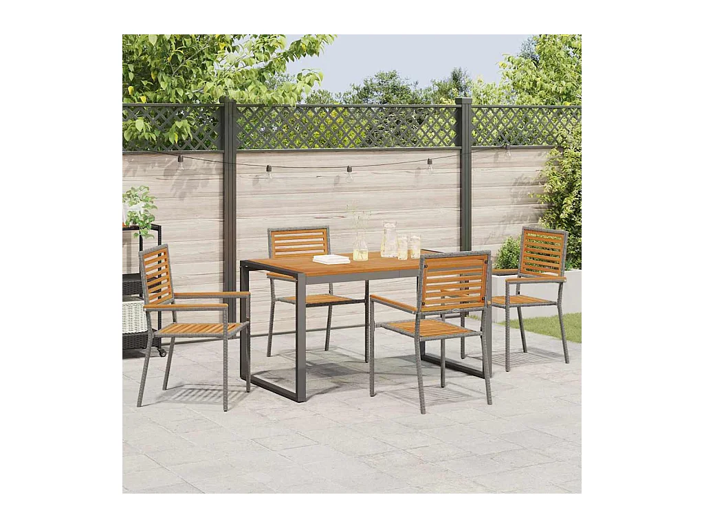 5-delige tuinset, grijs, hout