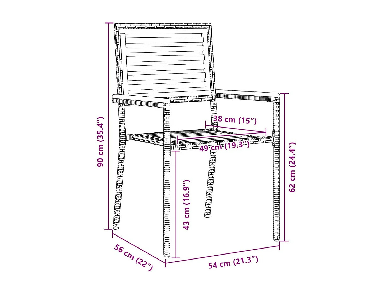 5-delige tuinset, grijs, hout