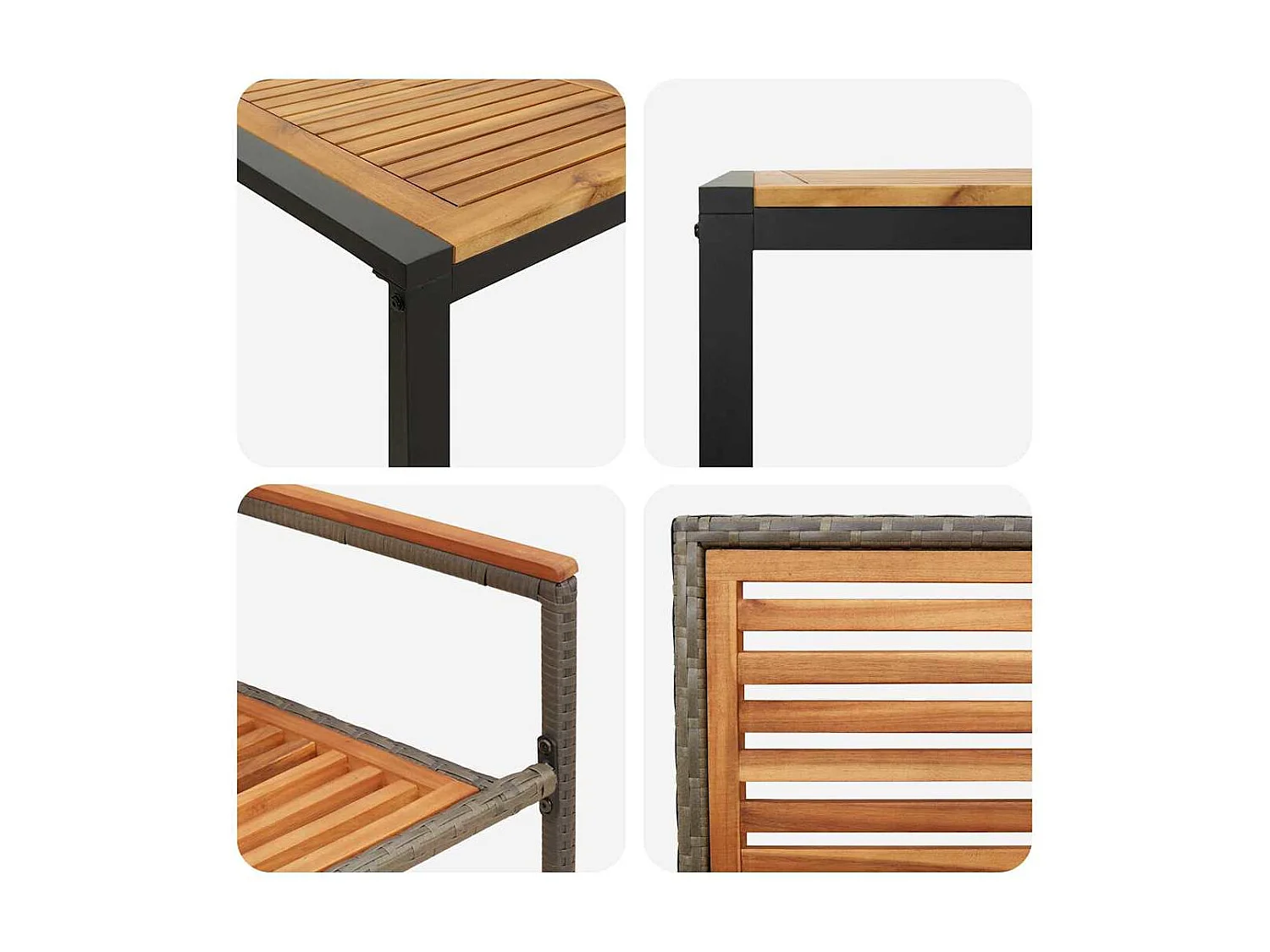 5-delige tuinset, grijs, hout