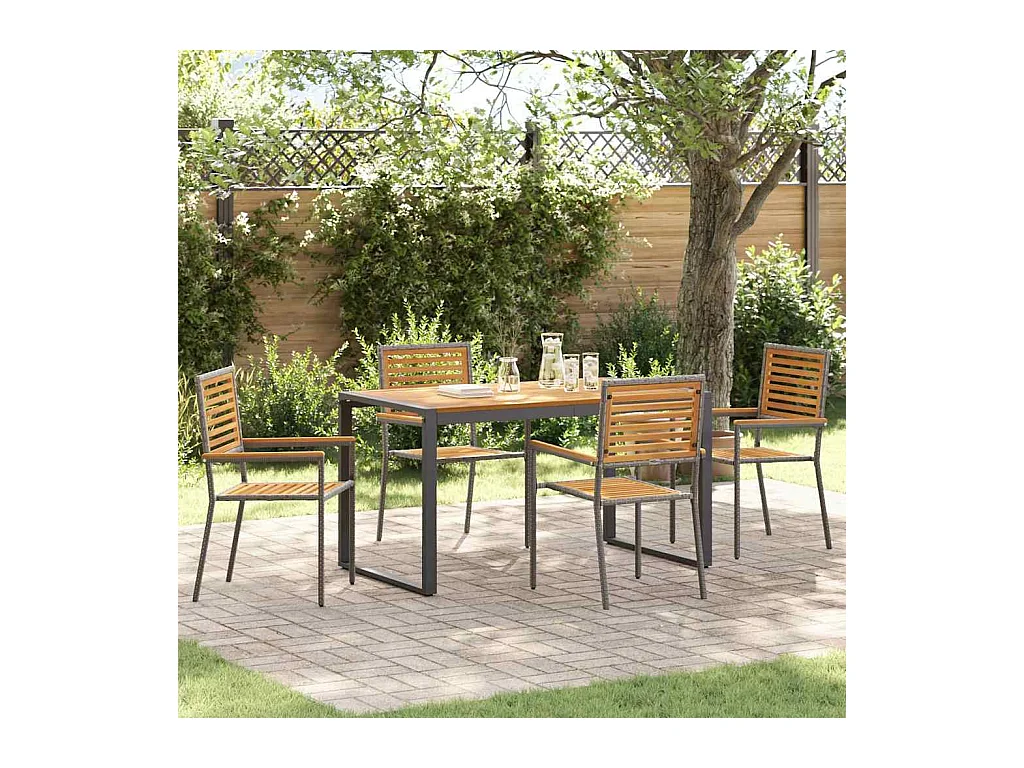 Ensemble de salle à manger pour jardin 5 pcs Gris, Bois