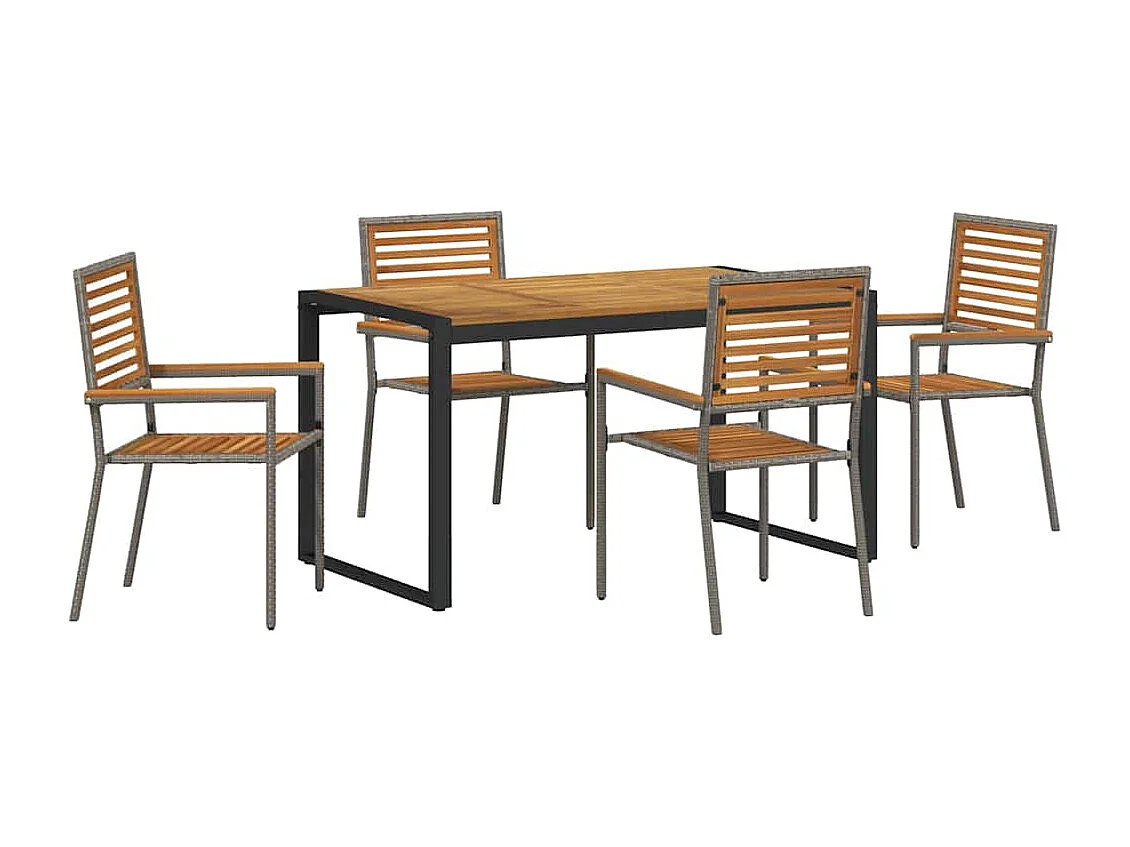 Ensemble de salle à manger pour jardin 5 pcs Gris, Bois
