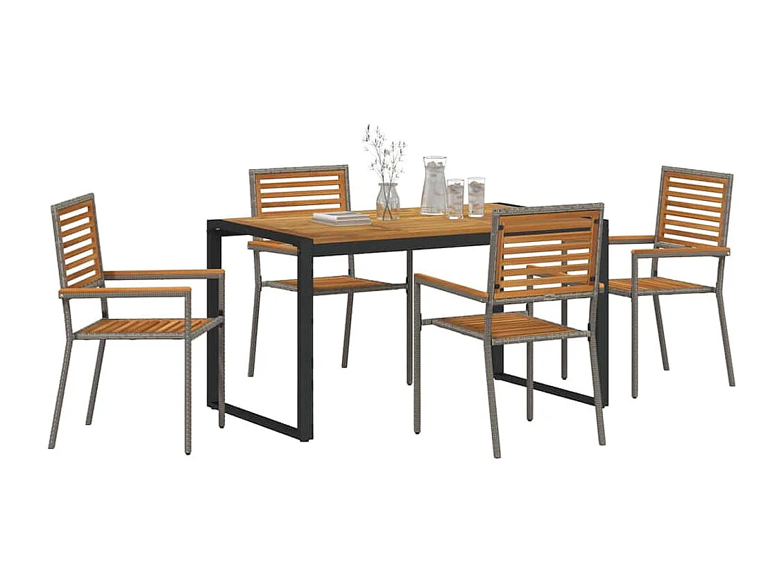 Ensemble de salle à manger pour jardin 5 pcs Gris, Bois