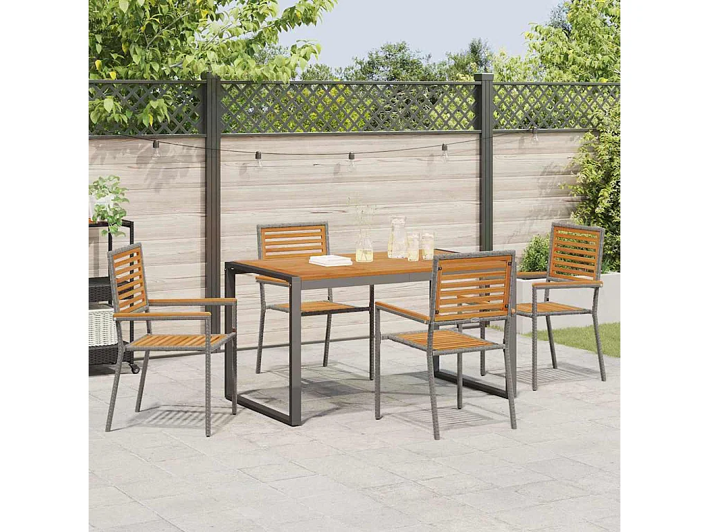 Ensemble de salle à manger pour jardin 5 pcs Gris, Bois