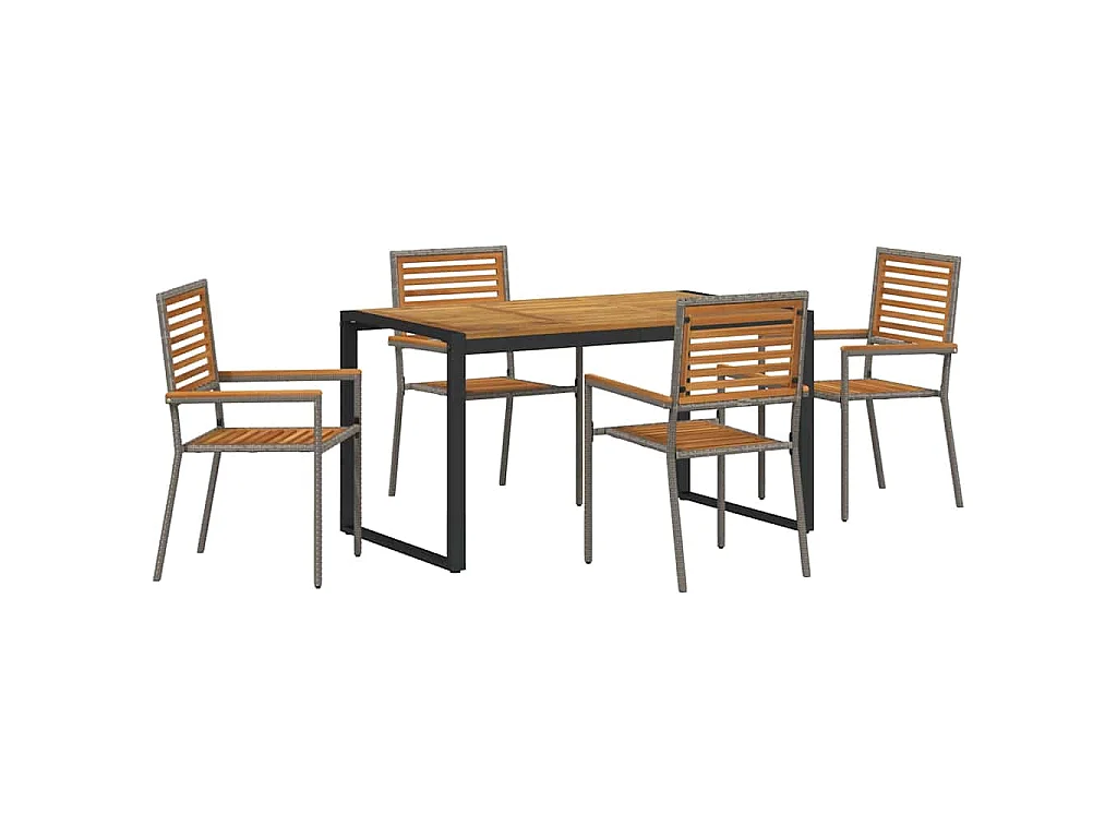 Ensemble de salle à manger pour jardin 5 pcs Gris, Bois