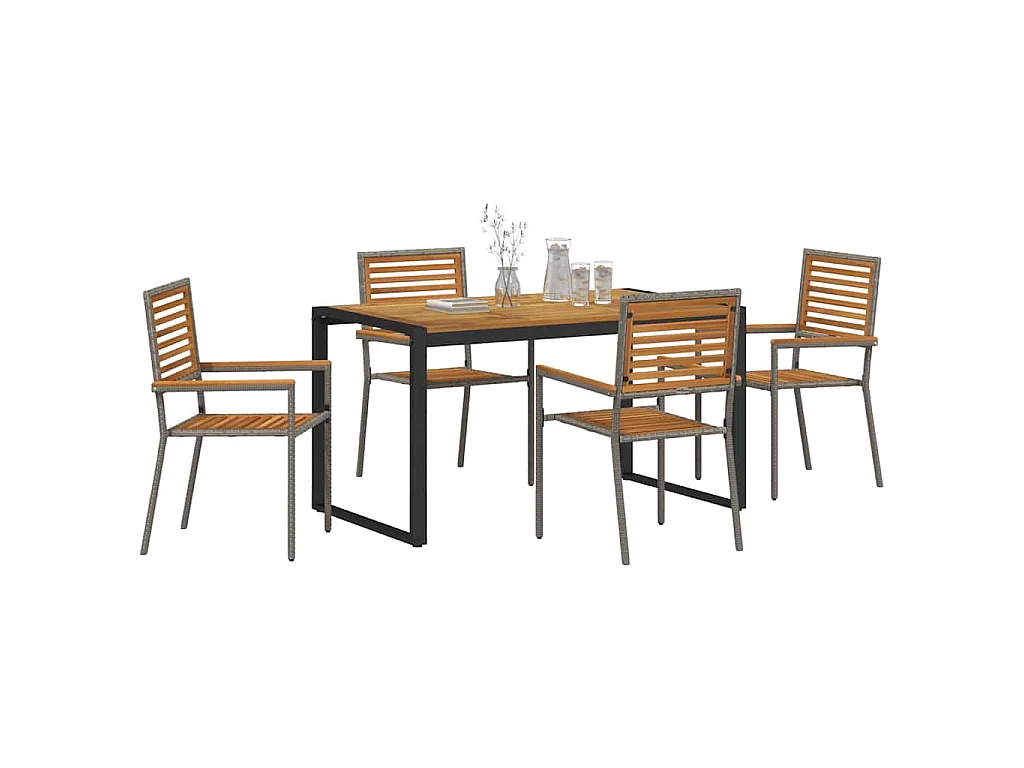Ensemble de salle à manger pour jardin 5 pcs Gris, Bois