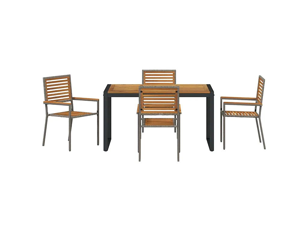Ensemble de salle à manger pour jardin 5 pcs Gris, Bois