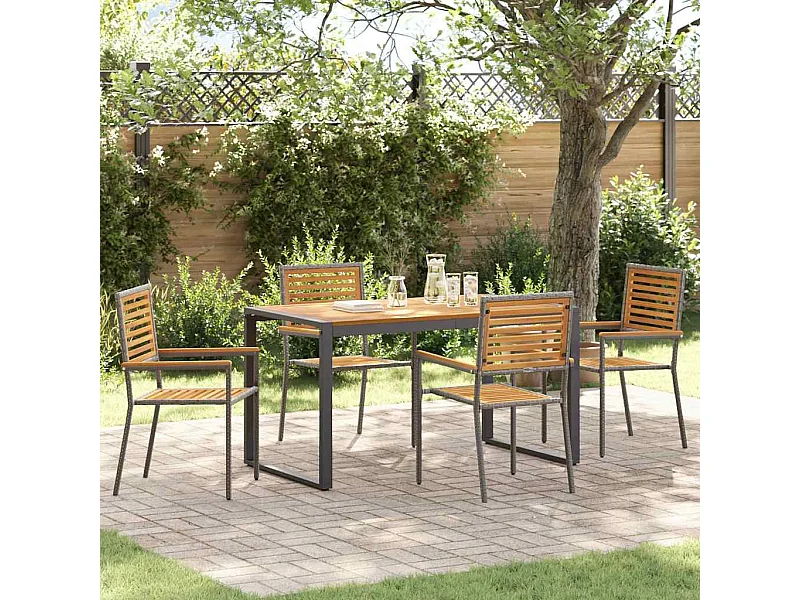 Ensemble de salle à manger pour jardin 5 pcs Gris, Bois