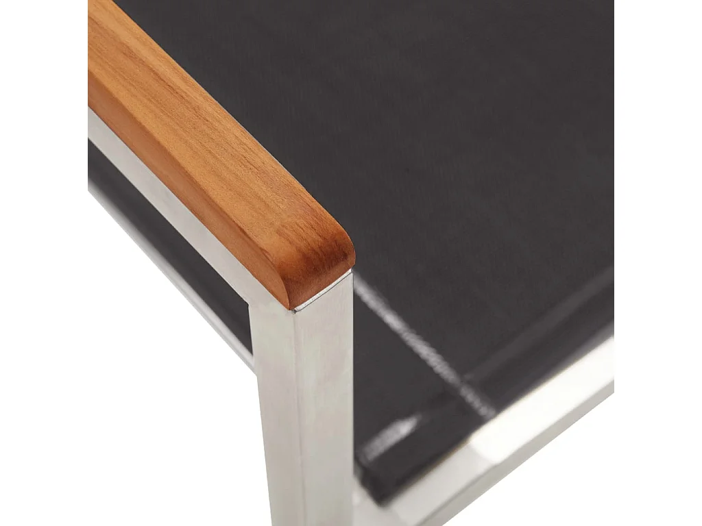 Chaises de jardin lot de 4 Textilène et acier inoxydable Gris