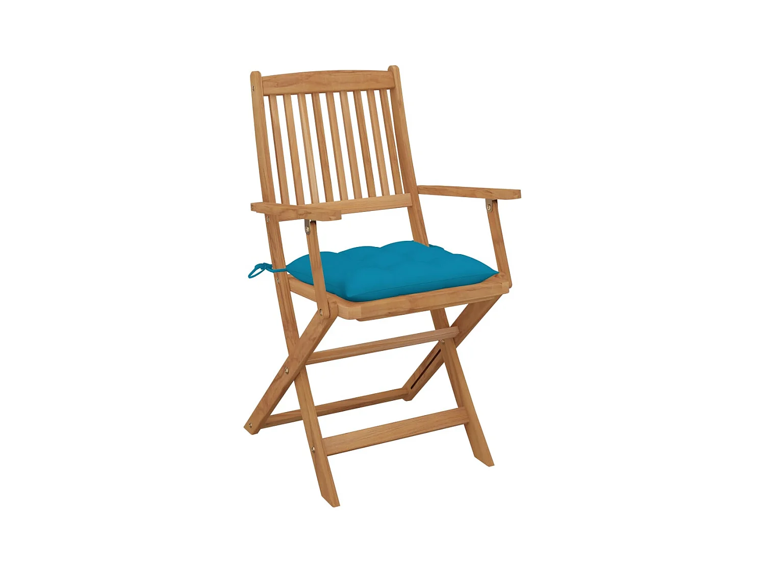 Set di 4 sedie da giardino pieghevoli con cuscini in legno di acacia