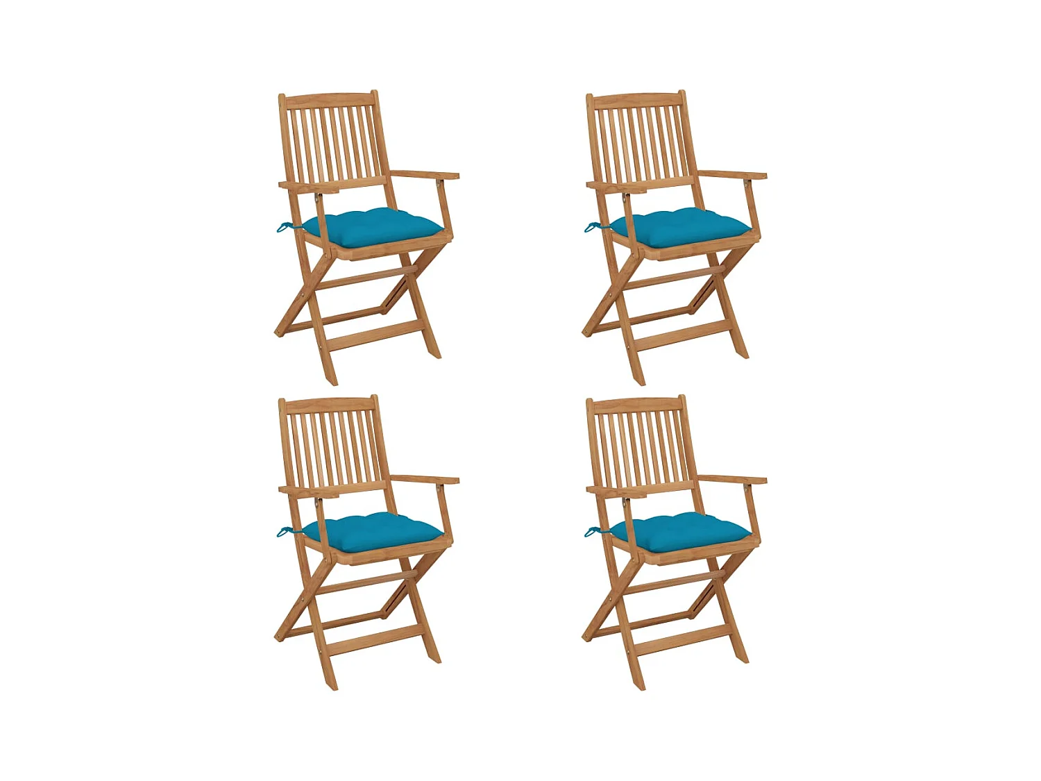 Chaises pliables de jardin lot de 4 avec coussins Bois d'acacia