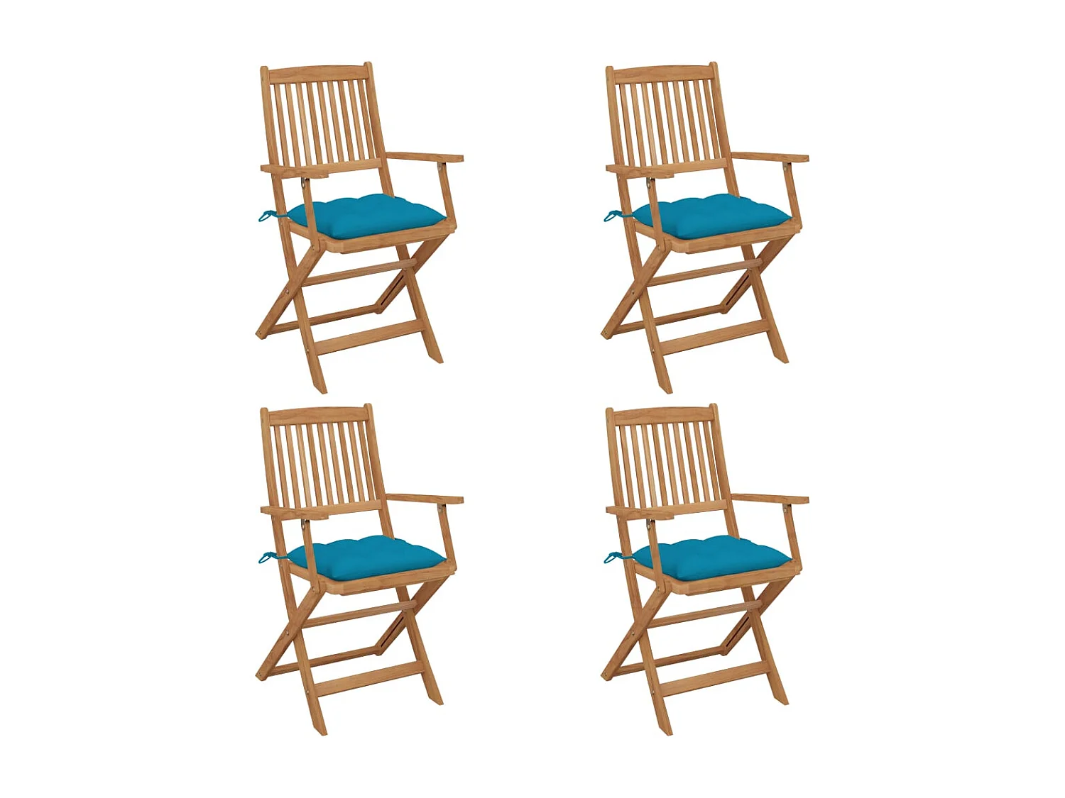 Chaises pliables de jardin lot de 4 avec coussins Bois d'acacia
