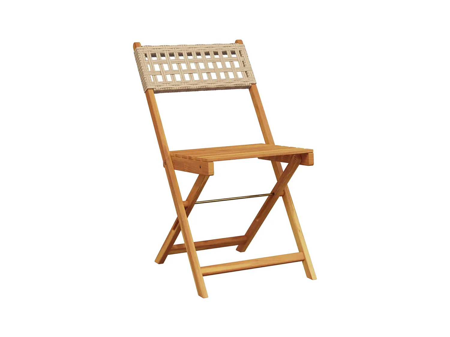 Chaises de jardin pliantes lot de 4 beige rotin et bois massif