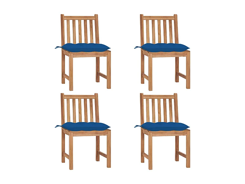 Gartenstühle 4er Set mit Kissen Massivholz Teak