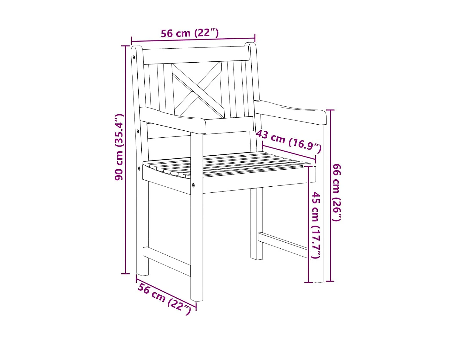 Tuinstoel 8 stuks Bruin 56 x 56 x 90 cm