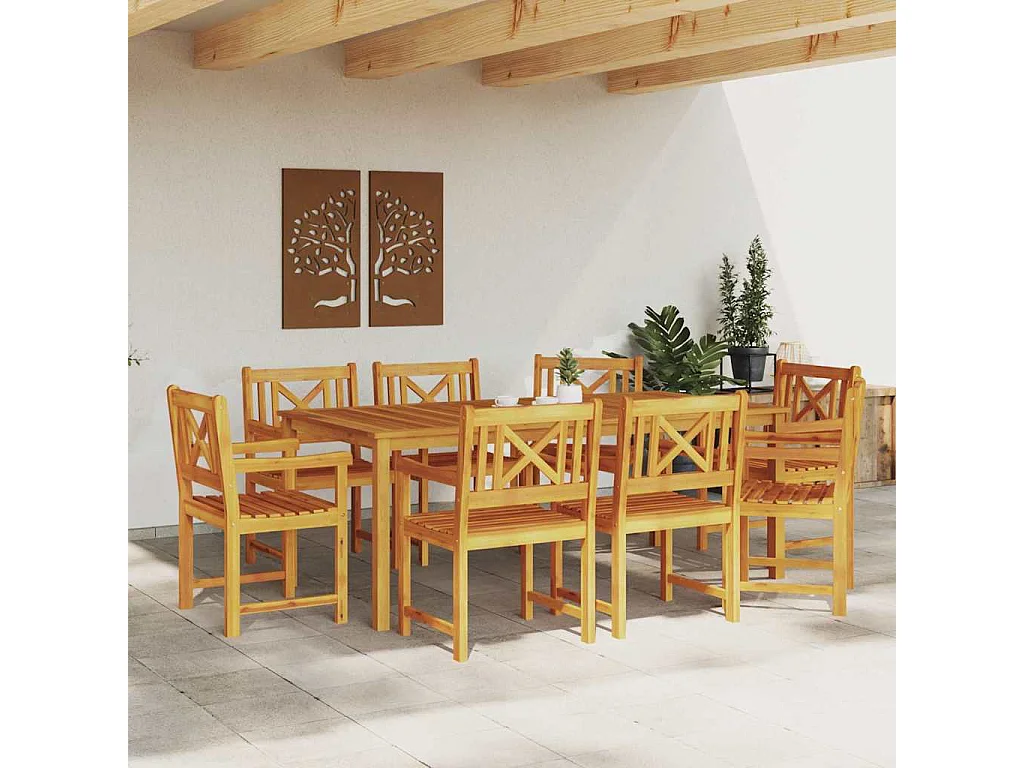 Silla de jardín 8 piezas Marrón 56 x 56 x 90 cm