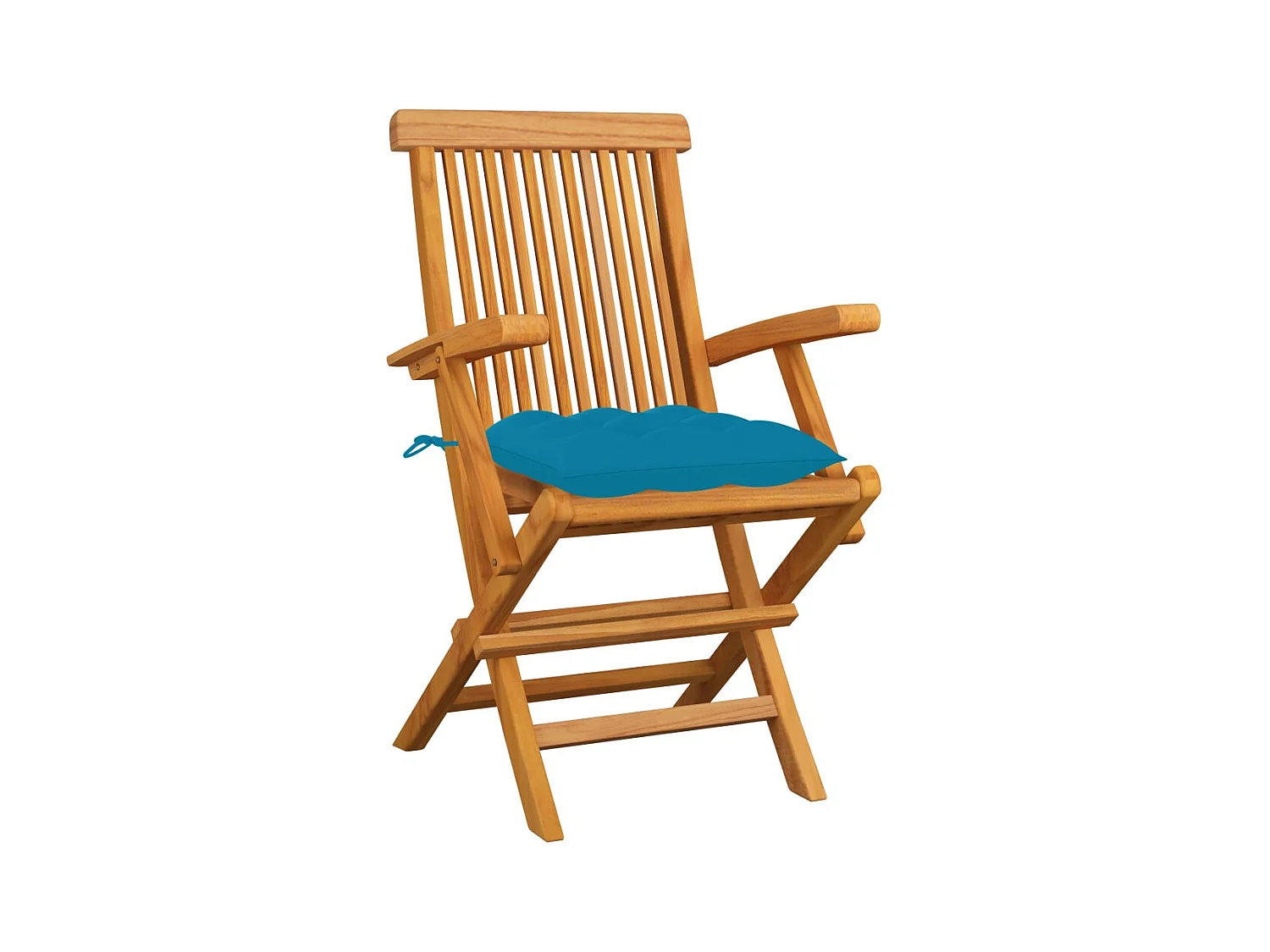 Juego de 3 sillas de jardín con cojines azul claro de teca maciza