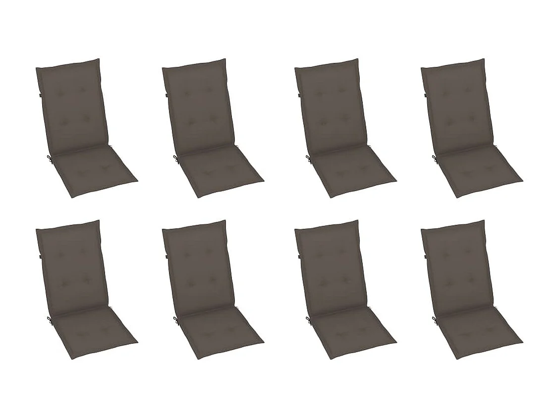 Chaises inclinables de jardin et coussins lot de 8 Teck solide