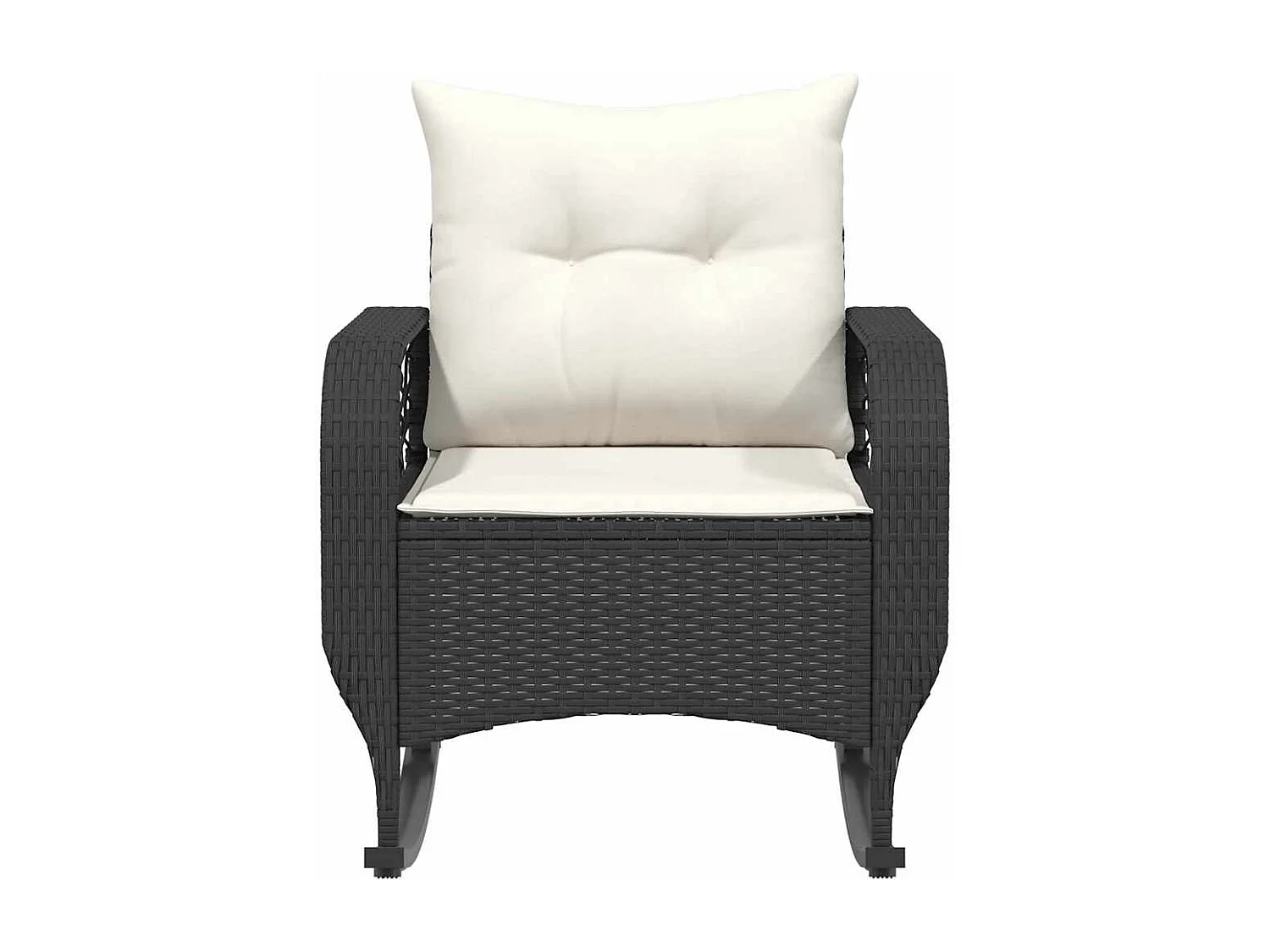 Chaise à bascule de jardin avec coussins noir résine tressée